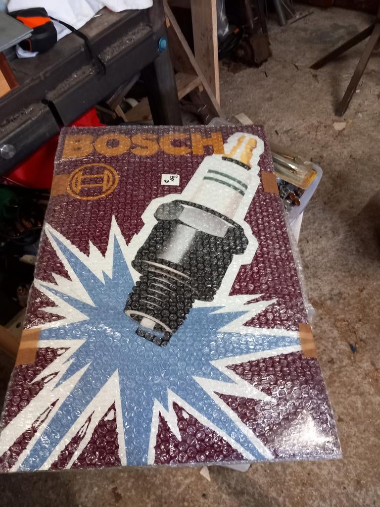 Super mooi groot emaile bord 60x40cm  Bosch bougies rood, Ophalen of Verzenden, Zo goed als nieuw, Reclamebord