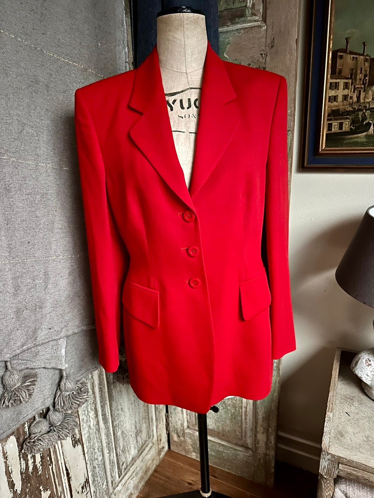 Prachtige rode wollen blazer van Laurel maat 38 zgan, Ophalen of Verzenden, Zo goed als nieuw, Maat 38/40 (M), Rood