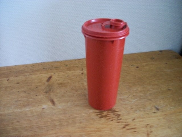 Tupperware Voorraadbus ( oranje, 1 liter ), Ophalen of Verzenden, Gebruikt, Oranje, Beker of Kan