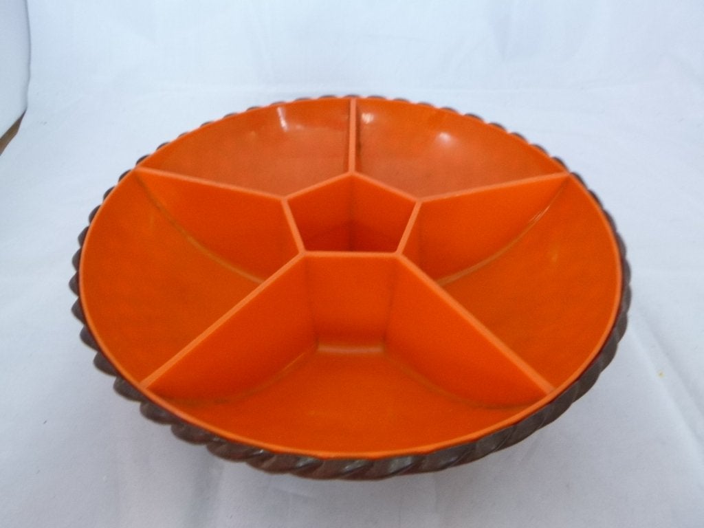 bruin/oranje retro snackschaal, Verzamelen, Retro, Ophalen of Verzenden, Overige typen