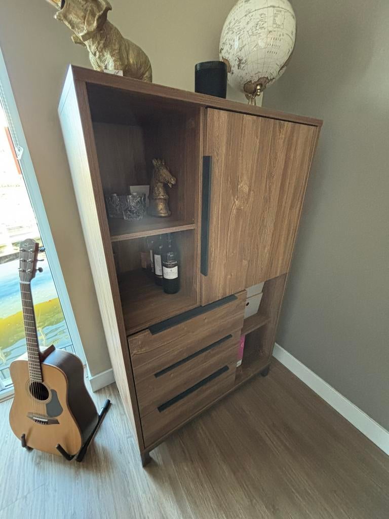 Kast Matthias – acaciahout look – 149x91x48 cm, Huis en Inrichting, Ophalen, Zo goed als nieuw, Minder dan 100 cm, 25 tot 50 cm