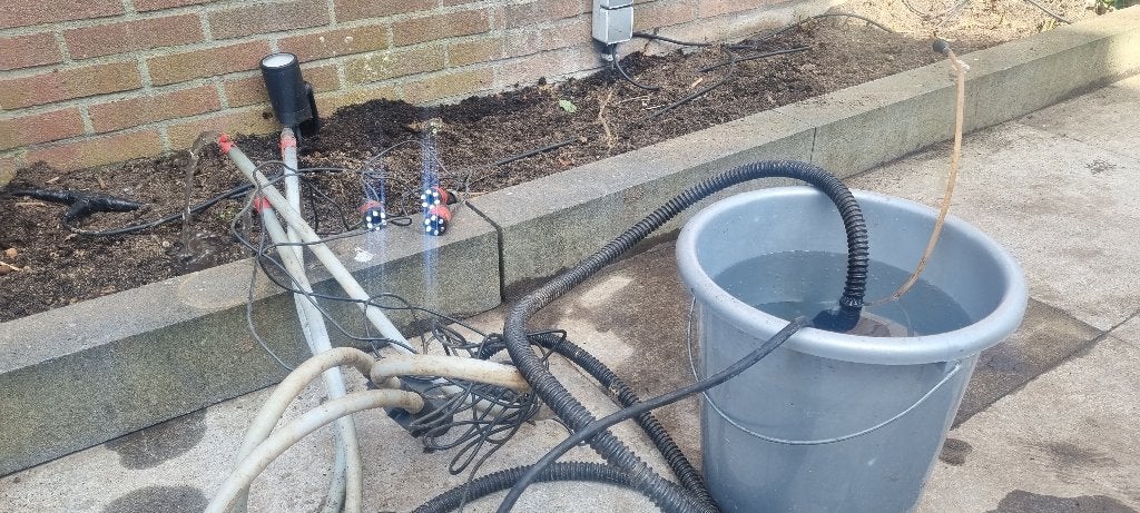 3 DEELIGE WATERORNAMENT MET LED VERLICHTING, Tuin en Terras, Waterpartijen en Fonteinen, Ophalen, Gebruikt, Hardsteen, Waterornament