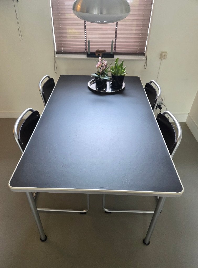 Gispen tafel plus 101 stoelen, Ophalen, Gebruikt, Zwart, Vintage