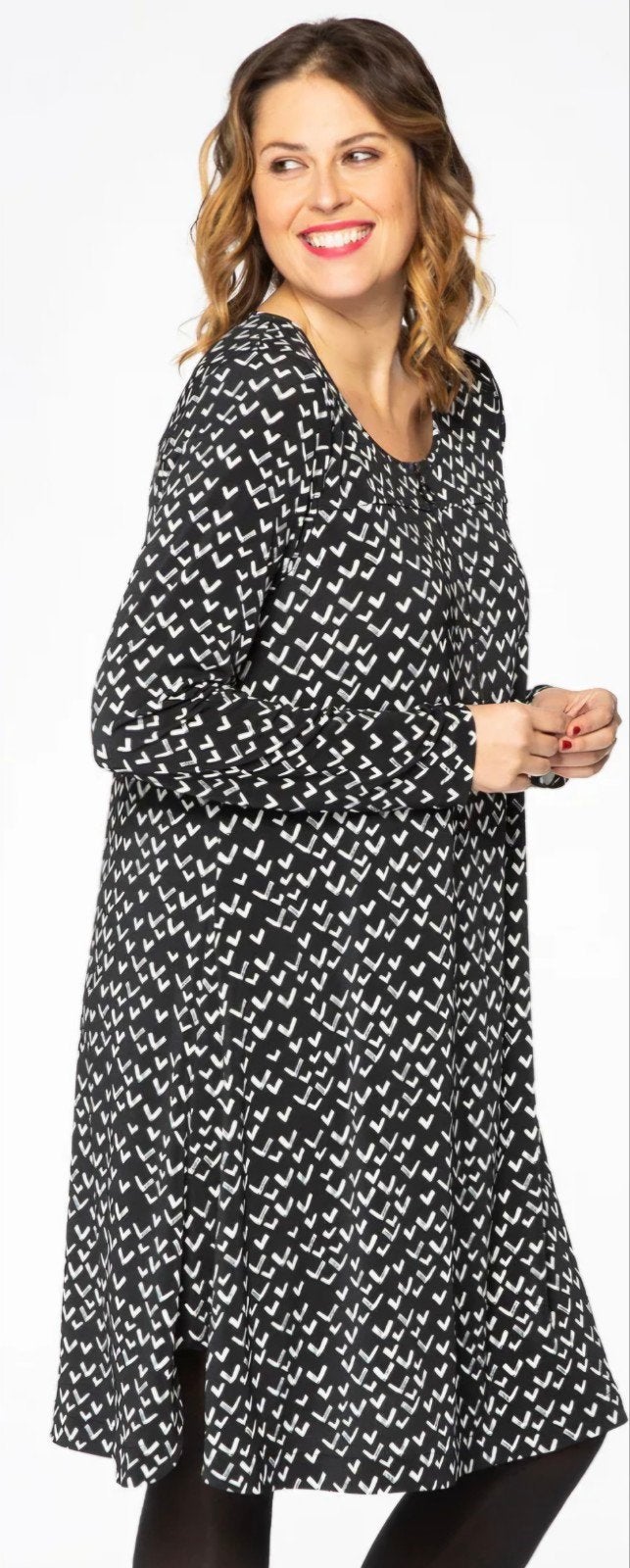 Yoek White Label Jurk Zwart/Wit Patroon Maat 48, Kleding | Dames, Yoek, Ophalen of Verzenden, Zo goed als nieuw, Jurk
