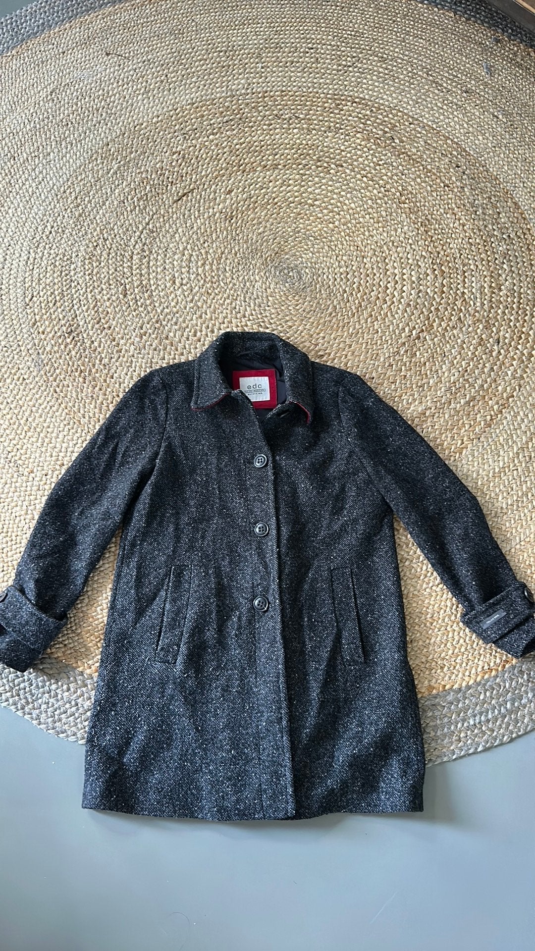 M Esprit wollen mantel jas, Kleding | Dames, Ophalen of Verzenden, Gedragen, Maat 38/40 (M), Grijs