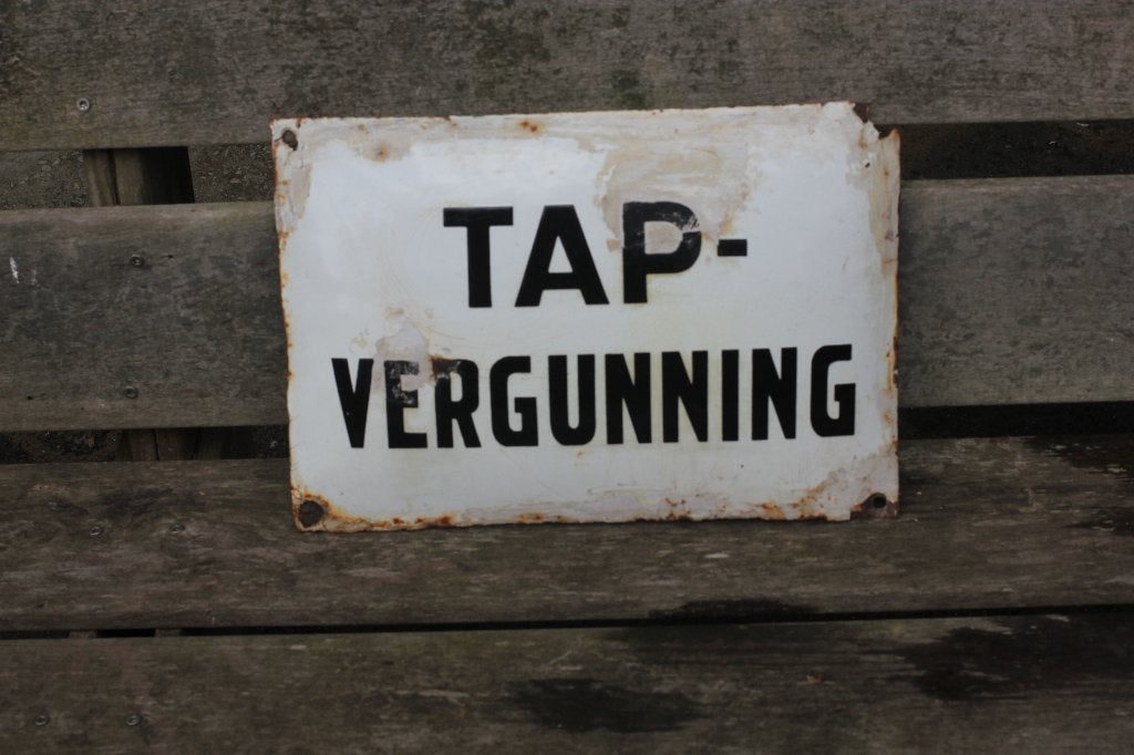 emaille bord tapvergunning, Ophalen of Verzenden