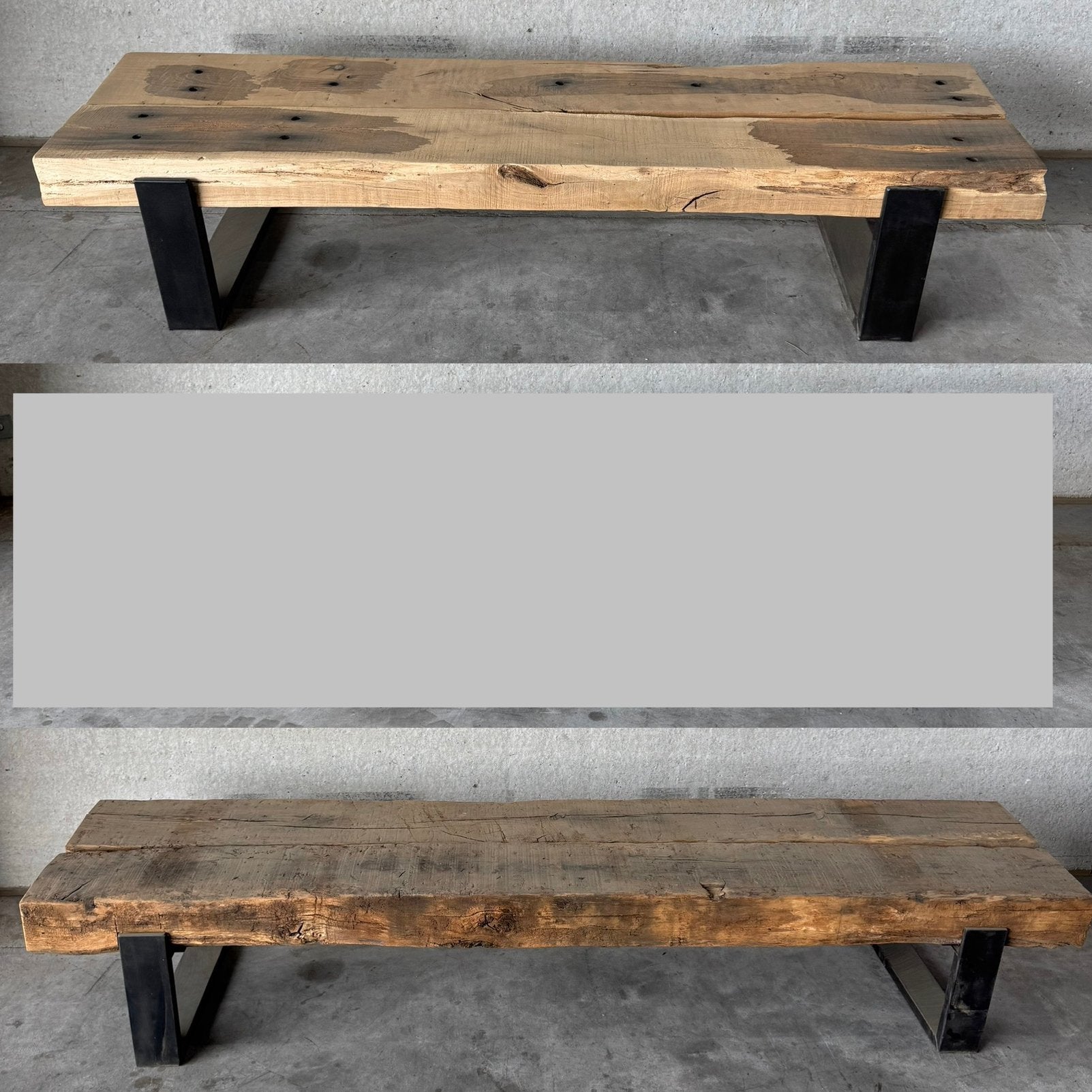 Oud eiken/ spoorbiels tv meubelen / bankjes *twee maten, Huis en Inrichting, Ophalen, Eikenhout, Zo goed als nieuw, 200 cm of meer