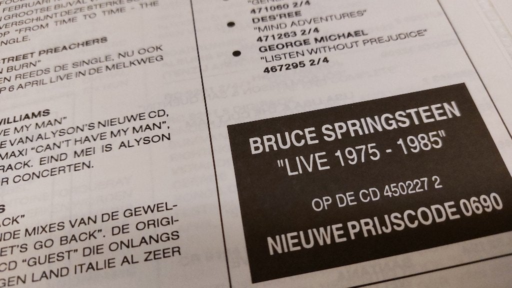 Bruce Springsteen 3 x PROMO FOLDERS Sony Music 1992, Verzamelen, CBS-Sony, Ophalen of Verzenden, NvT, Boek, Tijdschrift of Artikel