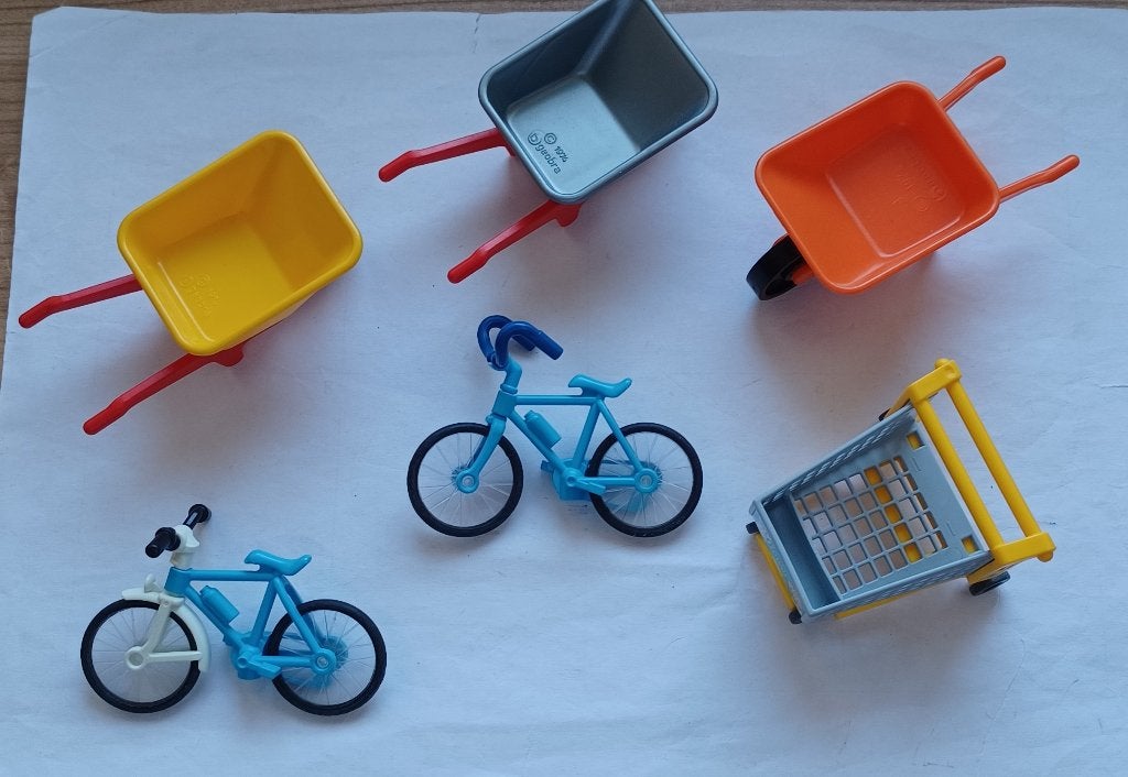 playmobil  kruiwagen  winkelkar  fiets, Ophalen of Verzenden, Gebruikt, Losse onderdelen
