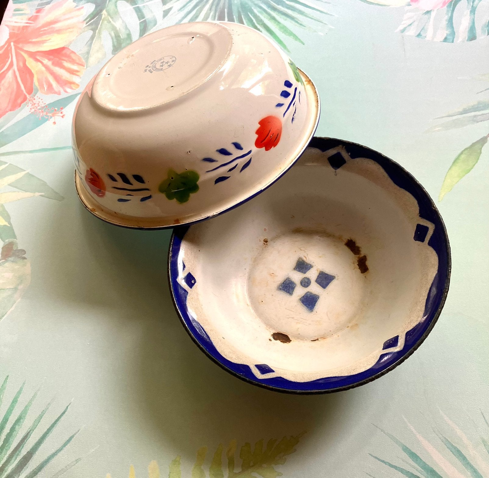 Emaille BOERENBONT bakje schaal 🌺, Ophalen of Verzenden