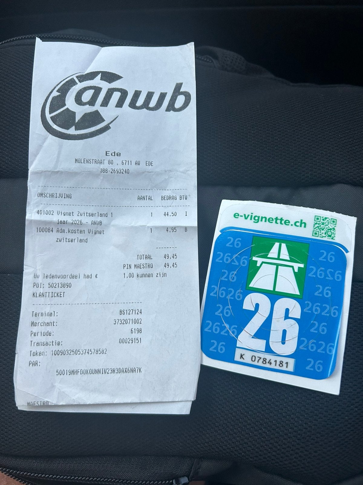 Vignet Zwitserland met originele aankoopbon, Tickets en Kaartjes, Autovignetten, Drie personen of meer