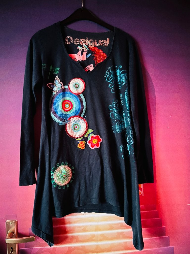 Fleurige tuniek van het dure merk Desigual M nu 24,99€, Maat 38/40 (M), Overige kleuren, Ophalen of Verzenden, Zo goed als nieuw