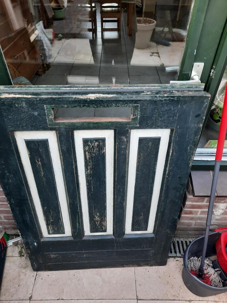Merbau hardhouten oersterke buitendeurmet glas en brievenbus, Gebruikt, 80 tot 100 cm, Ophalen of Verzenden, Buitendeur