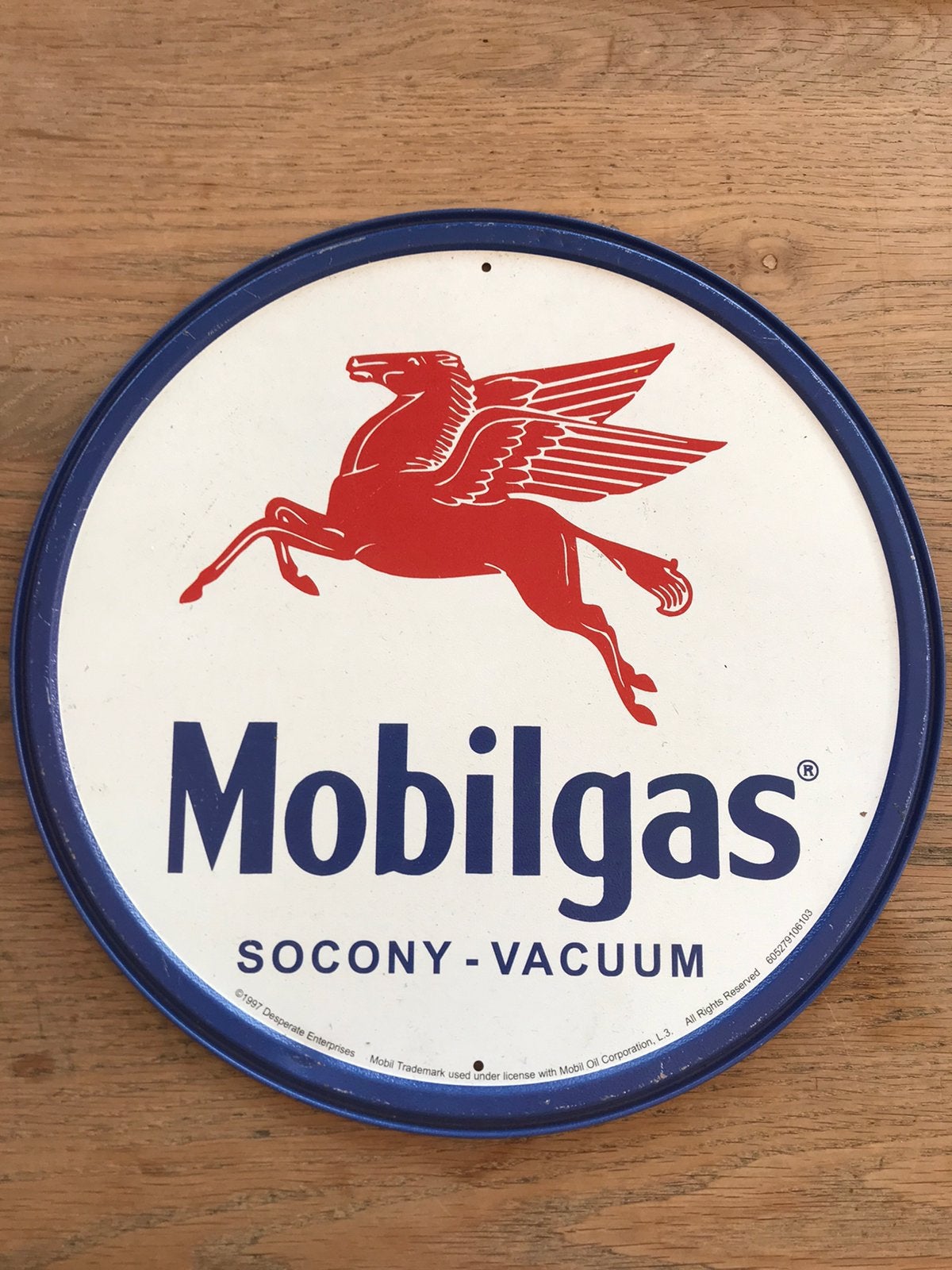 Mobiloil oud reclamebord 1997, Ophalen of Verzenden, Gebruikt, Reclamebord