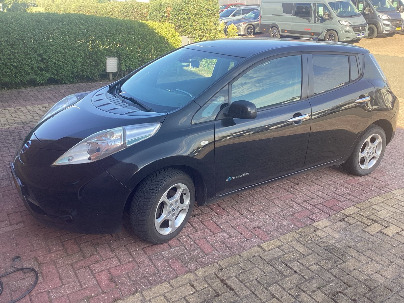 Nissan Leaf 24kwh 2014  11/12 bars, Zwart, Leder en Stof, Zwart, Origineel Nederlands