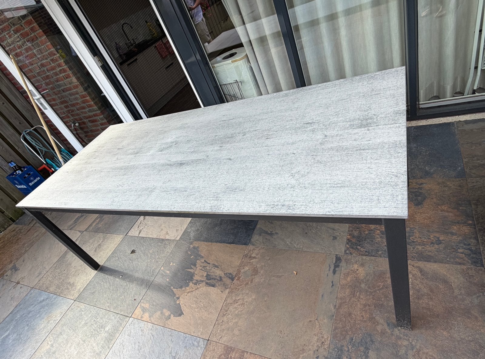 Kettler tuintafel 220x95cm - Gebruikt maar stevig, Tuin en Terras, Tuintafels, Ophalen, Gebruikt, Rechthoekig, Metaal