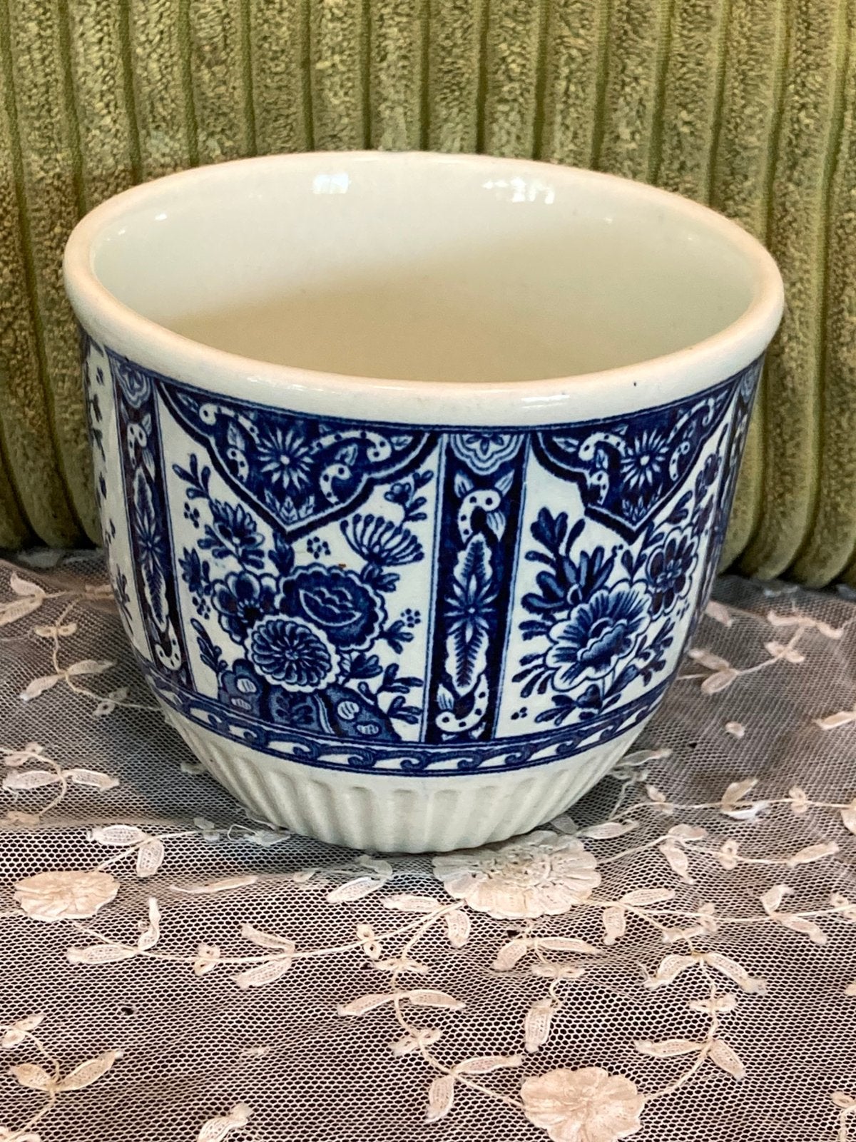 Delfts Blauw bloempotje Boch (310526), Rond, Ophalen of Verzenden, Zo goed als nieuw, Aardewerk