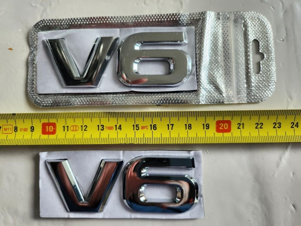 Set van 2 stuks 3D metalen “V6” emblemen, Ophalen of Verzenden, Nieuw