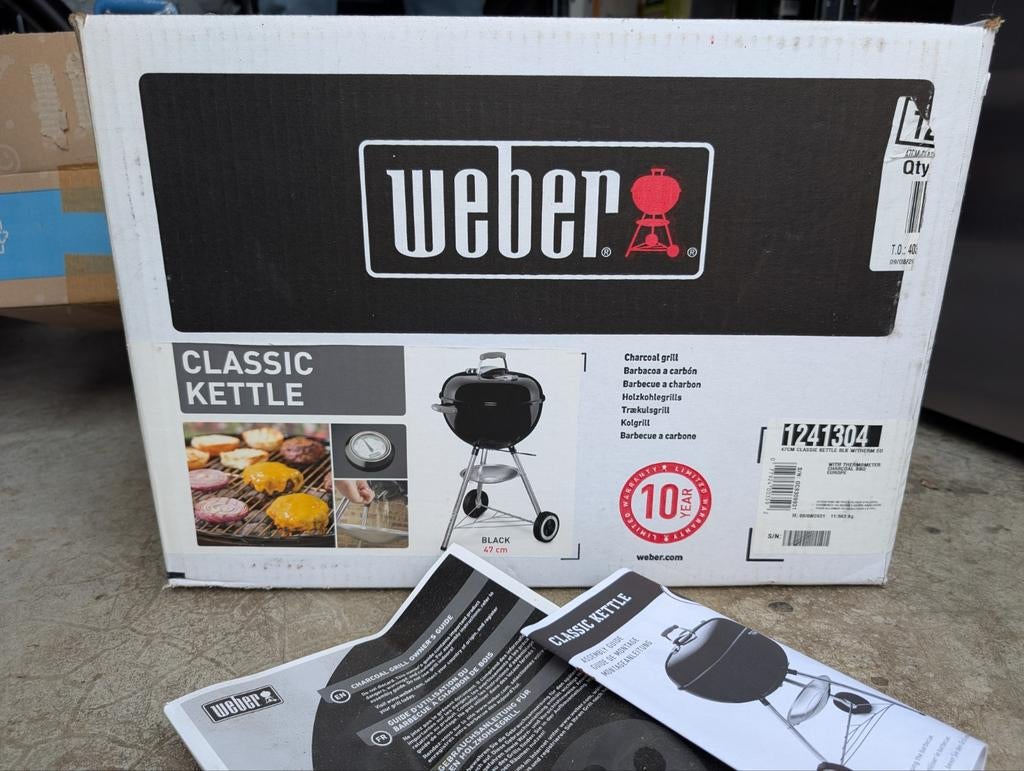 Weber Classic Kettle 47 met extra rooster, hoes plus extra's, Ophalen, Gebruikt, Weber, Met accessoires