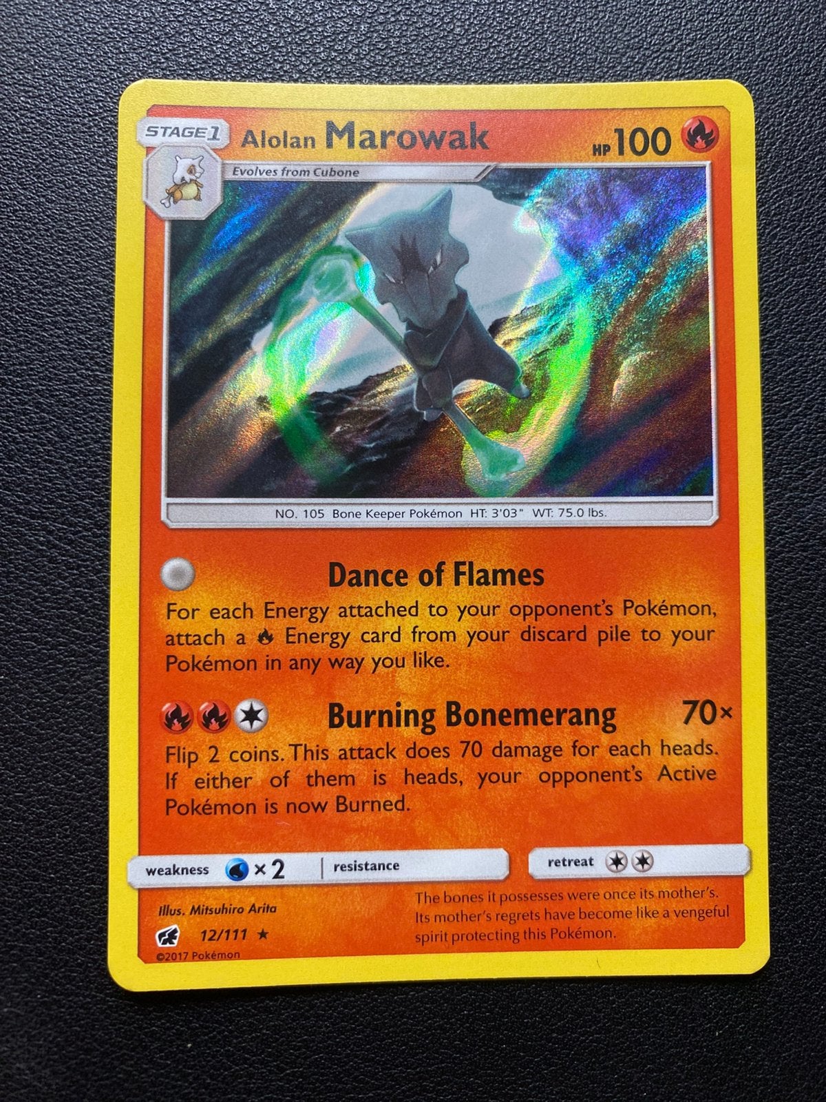 Alolan Marowak Holo - Crimson Skies - 12/111 - Pokemon kaart, Ophalen of Verzenden, Zo goed als nieuw