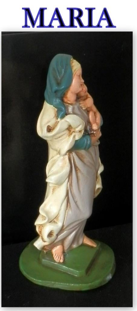 Prachtig Mariabeeldje van gips, hand beschilderd, Antiek en Kunst, Antiek | Religie, Ophalen of Verzenden