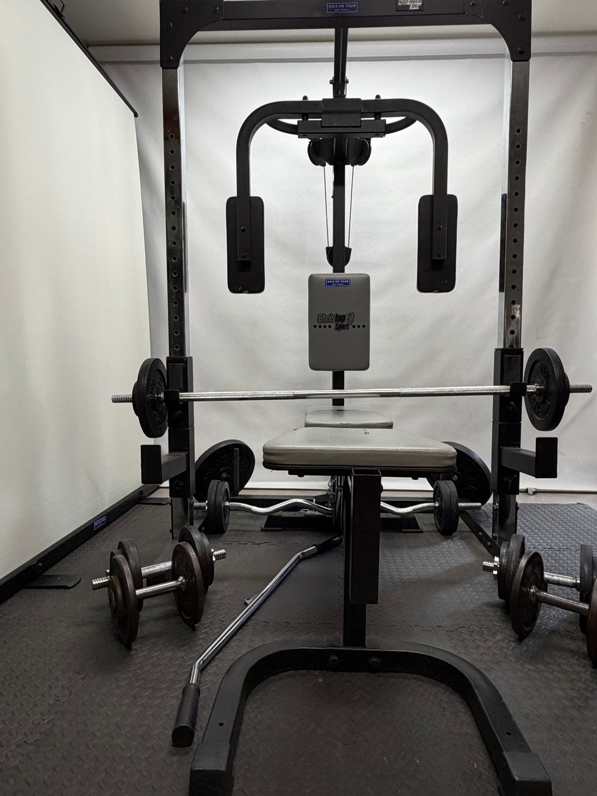 Christopeit Sport Krachtstation met Gewichten en Halters, Ophalen, Gebruikt, Armen, Fitnessbank