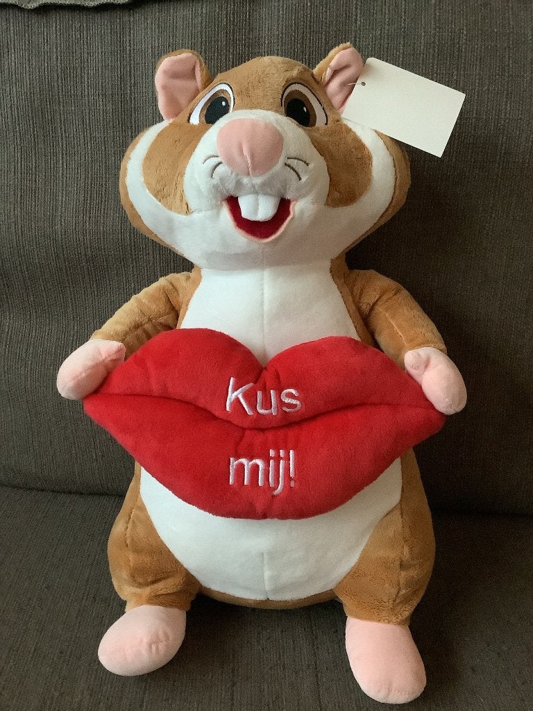 grote AH hamster Kus mij! Valentijn met lippen NIEUW 12,50, Ophalen of Verzenden, Nieuw, Overige typen