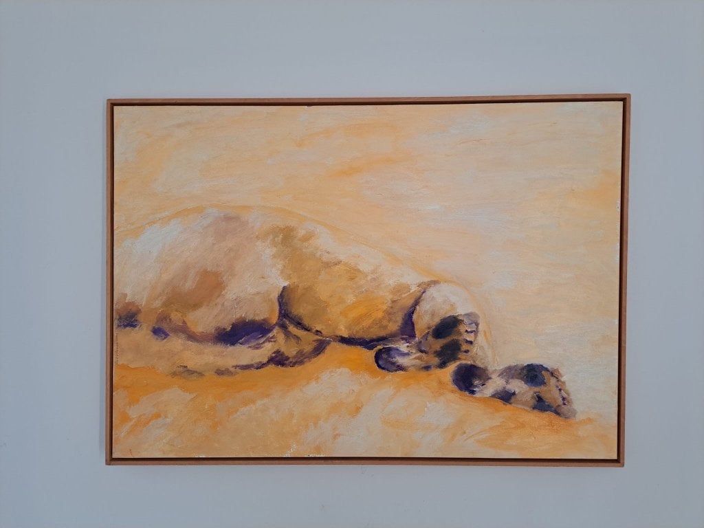 Schilderij liggende vrouw 100x70cm, Antiek en Kunst, Kunst | Schilderijen | Modern, Figuren, Olieverf, Textiel, Gelakt/vernis