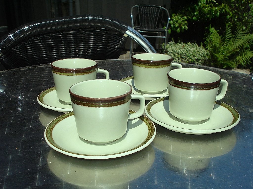 Mikasa kop en schotels - groen met bruin, Overige merken, Nieuw, Ophalen of Verzenden, Overige stijlen