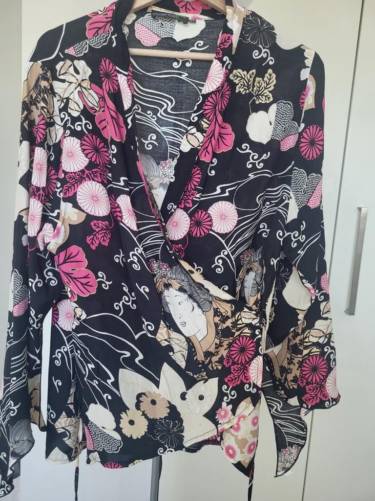 Essential Wikkelblouse met Bijzondere Print - Maat 44, Zwart, Maat 42/44 (L), Ophalen of Verzenden, Essential