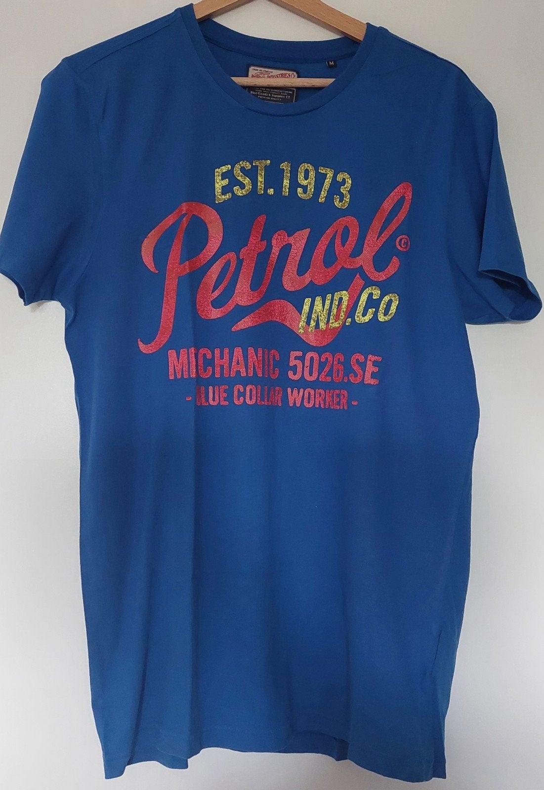 Petrol blauw heren t-shirt maat M zgan., Kleding | Heren, T-shirts, Ophalen of Verzenden, Zo goed als nieuw, Petrol., Maat 48/50 (M)
