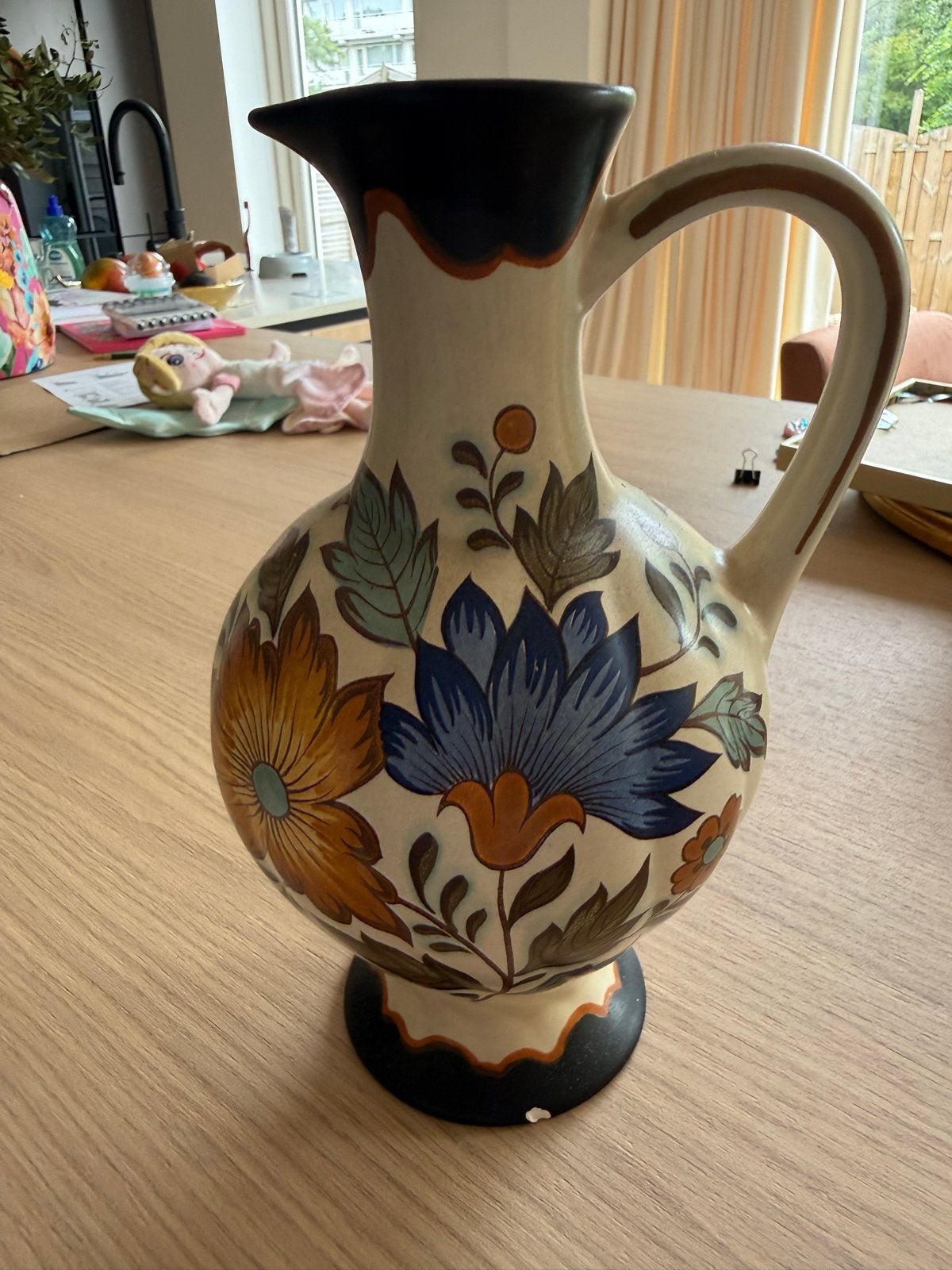 Flora Gouda Plateel Handwerk Vaas/Kruik, Ophalen of Verzenden