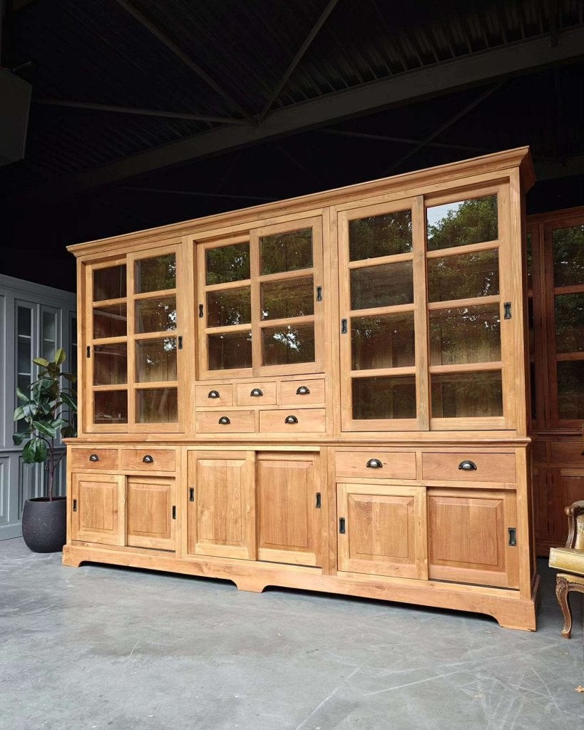 Grote teakhouten winkelkast | Xxl buffetkast teak #8589, Gebruikt, -, 200 cm of meer, -