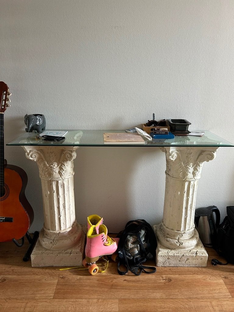 Romeinse stijl / Griekse stijl zuilen met glazen plaat, Ophalen, Gebruikt