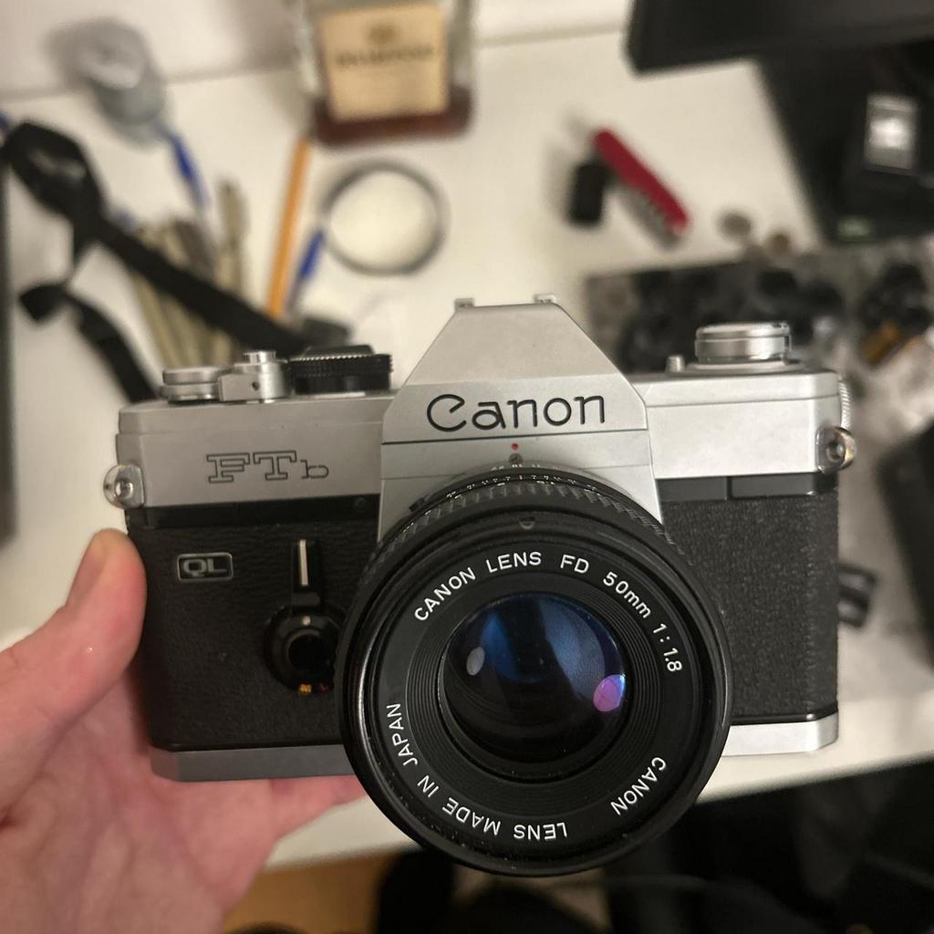 Canon FTb QL Analoge Spiegelreflexcamera met FD 50mm f/1.8 l, Ophalen of Verzenden, Zo goed als nieuw, Spiegelreflex, Canon