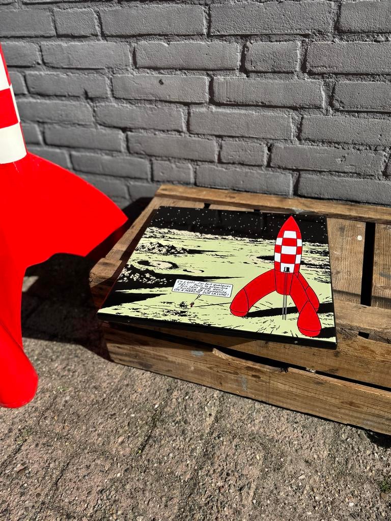 Kuifje op de maan raket emaille reclamebord, Ophalen, ., ., Kuifje