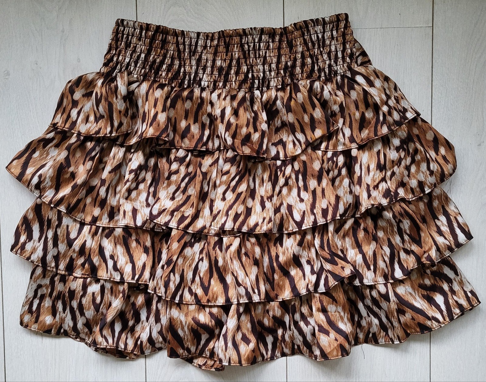 Strokenrok met dierenprint - Maat M, Kleding | Dames, Rokken, Maat 38/40 (M), Bruin, Nieuw, Ophalen of Verzenden
