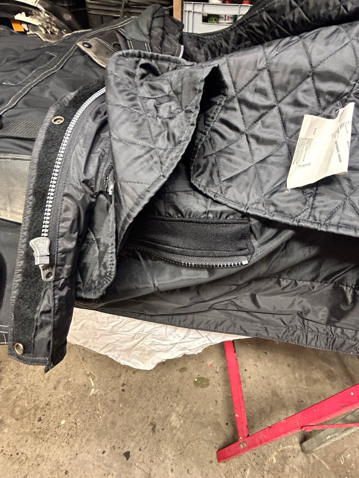 Stevige motorjas (L) met protectie en uitneembare binnenjas, Motoren, Ophalen, Tweedehands, Heren, Jas | textiel