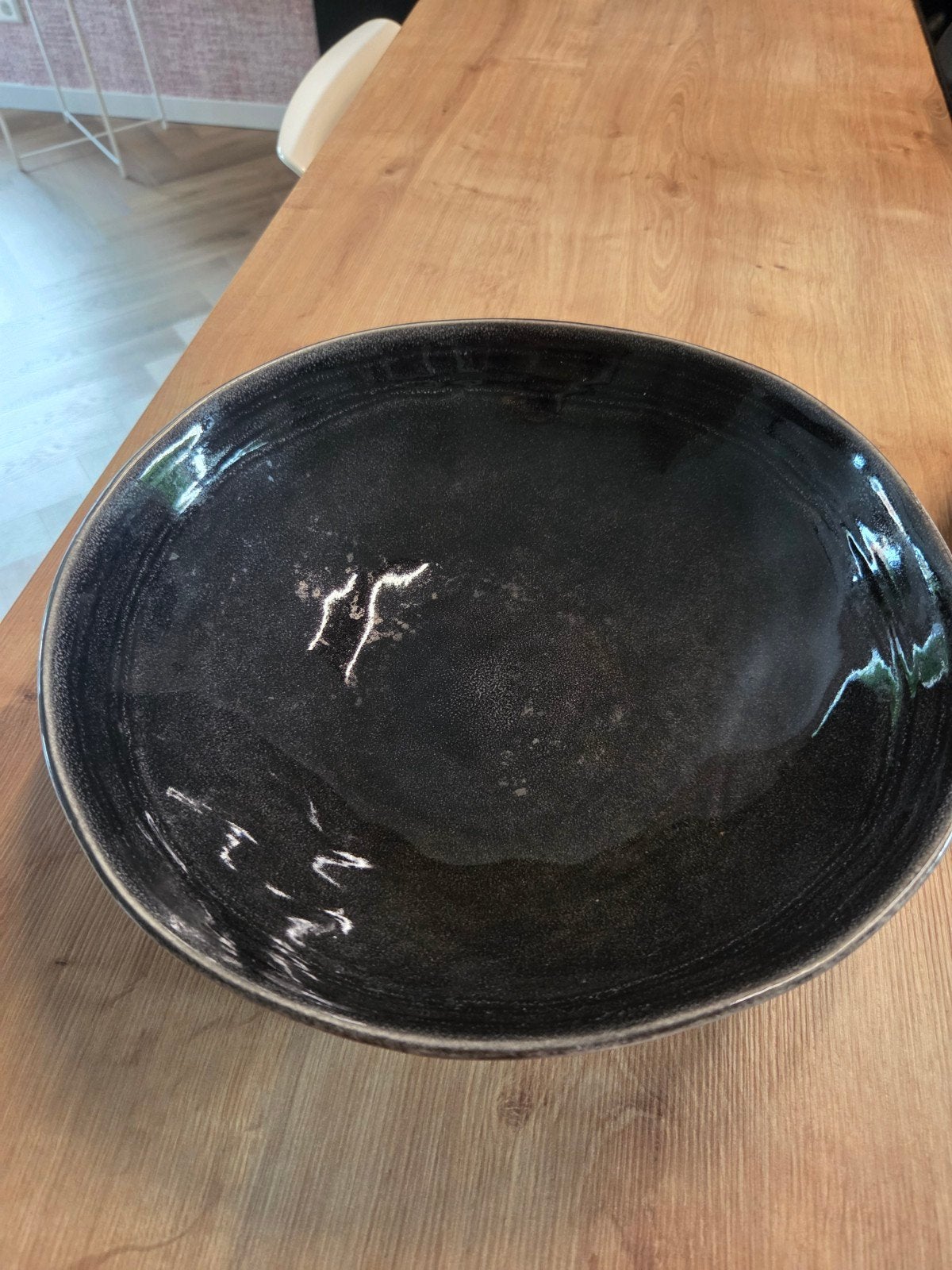 Zwarte decoratieve schaal - 31,5 cm, Ophalen, Rond, Schaal