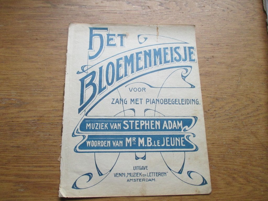 Het Bloemenmeisje - Oude bladmuziek voor zang en piano, Zang, Gebruikt, Ophalen of Verzenden, Thema