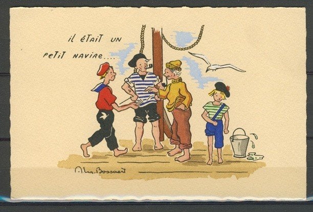 Humor  1945 ALM Bossaert oude maritiem Ansichtkaart f-256a, Ophalen of Verzenden, 1940 tot 1960, Ongelopen, Overige thema's