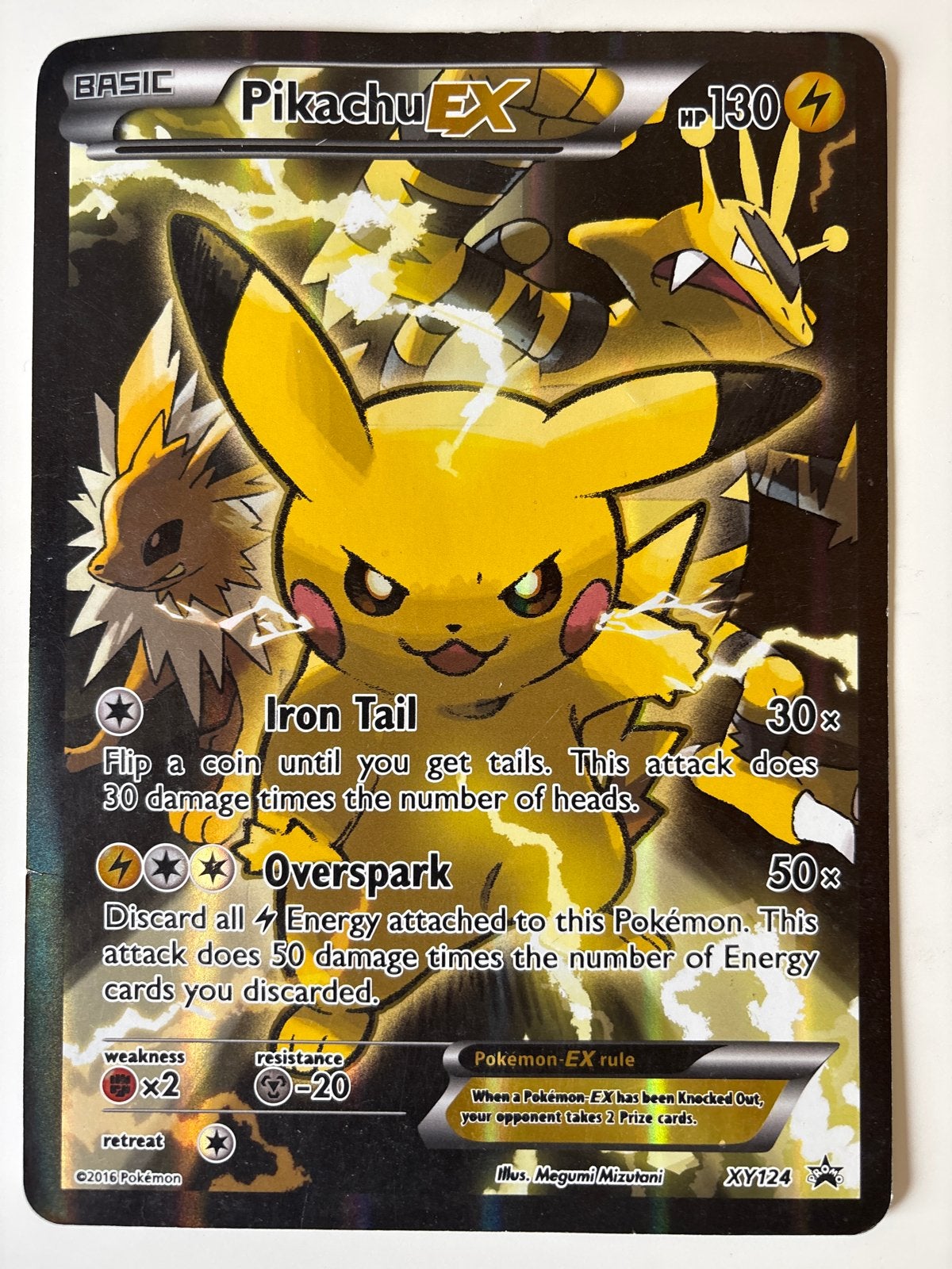 Pikachu EX Holofoil Pokémon Kaart XY124, Verzenden, Zo goed als nieuw, Losse kaart, Foil