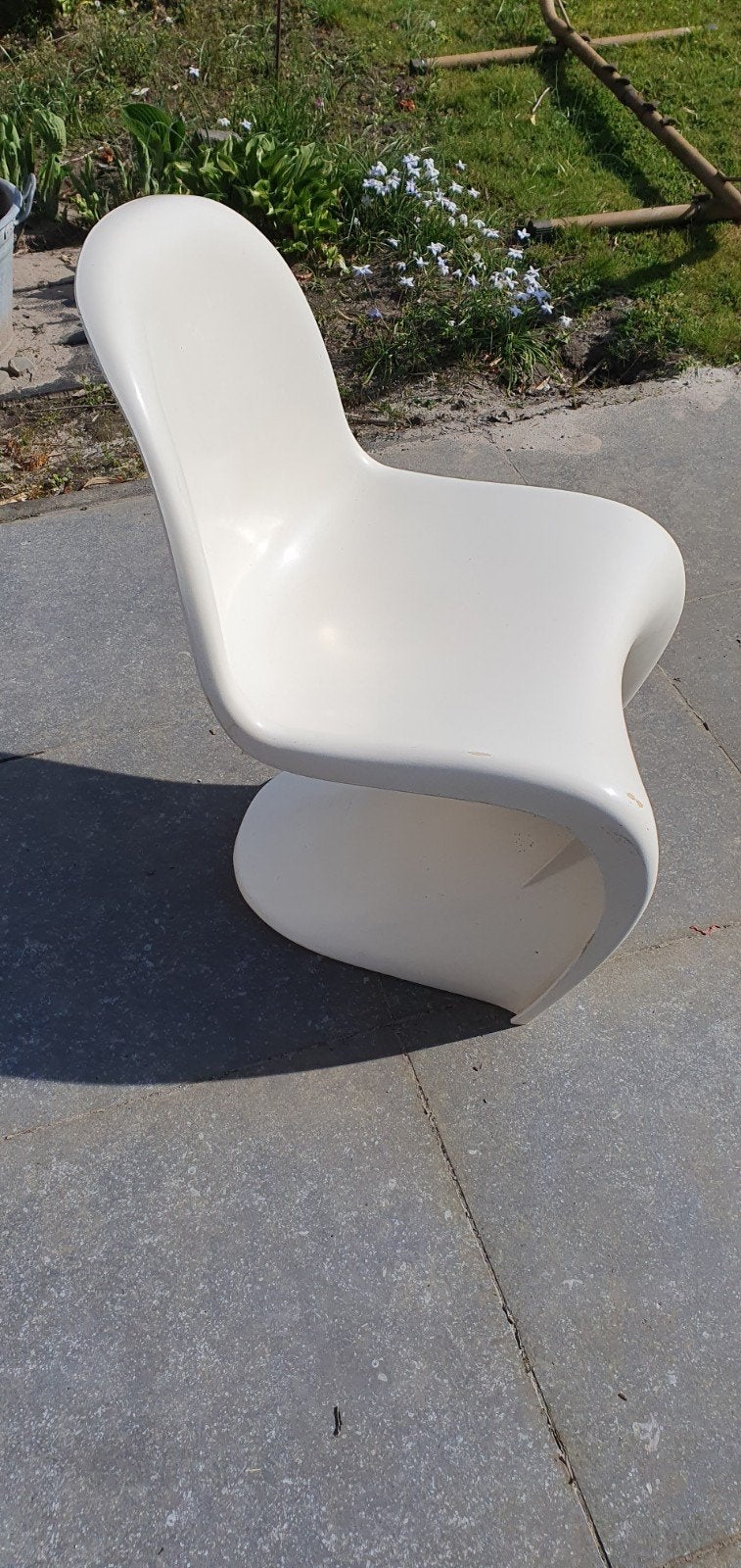 2x Vintage imitatie Panton S-stoel in wit kunststof, Ophalen