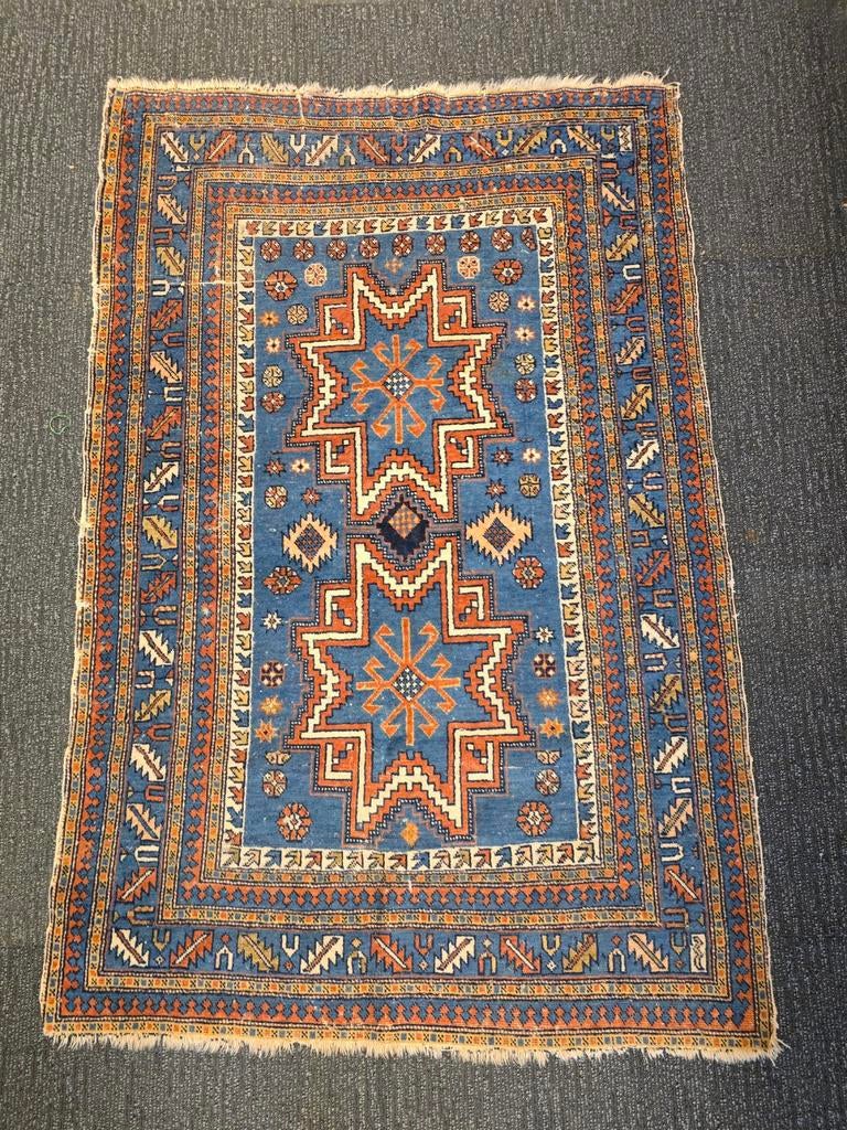 Perzisch vloerkleed tapijt blauw, Antiek en Kunst, Ophalen