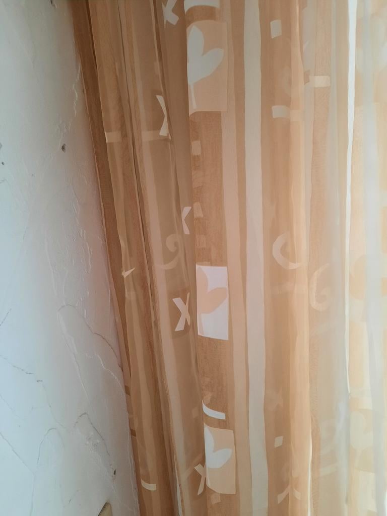 Vitrage met patroon, Ophalen, Gebruikt, 200 cm of meer, Beige