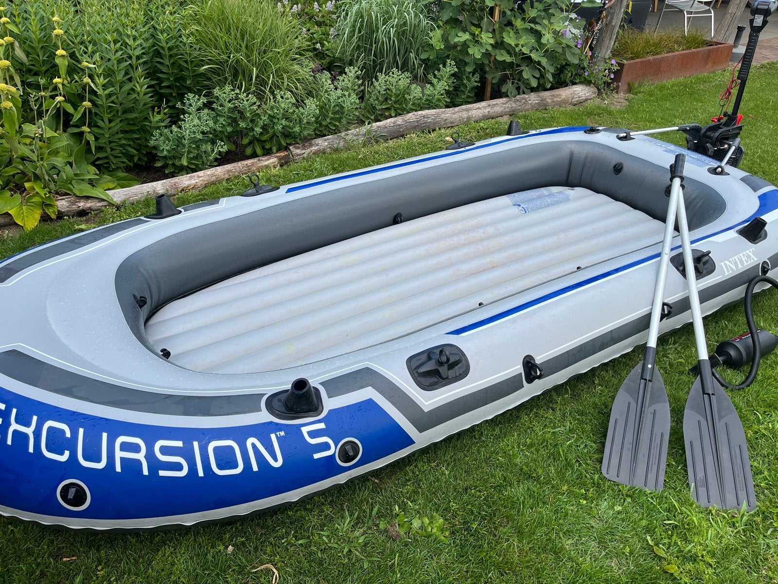Intex Excursion 5 opblaasboot met elektromotor en peddels, Overige merken, PVC, 1 m, Elektrisch