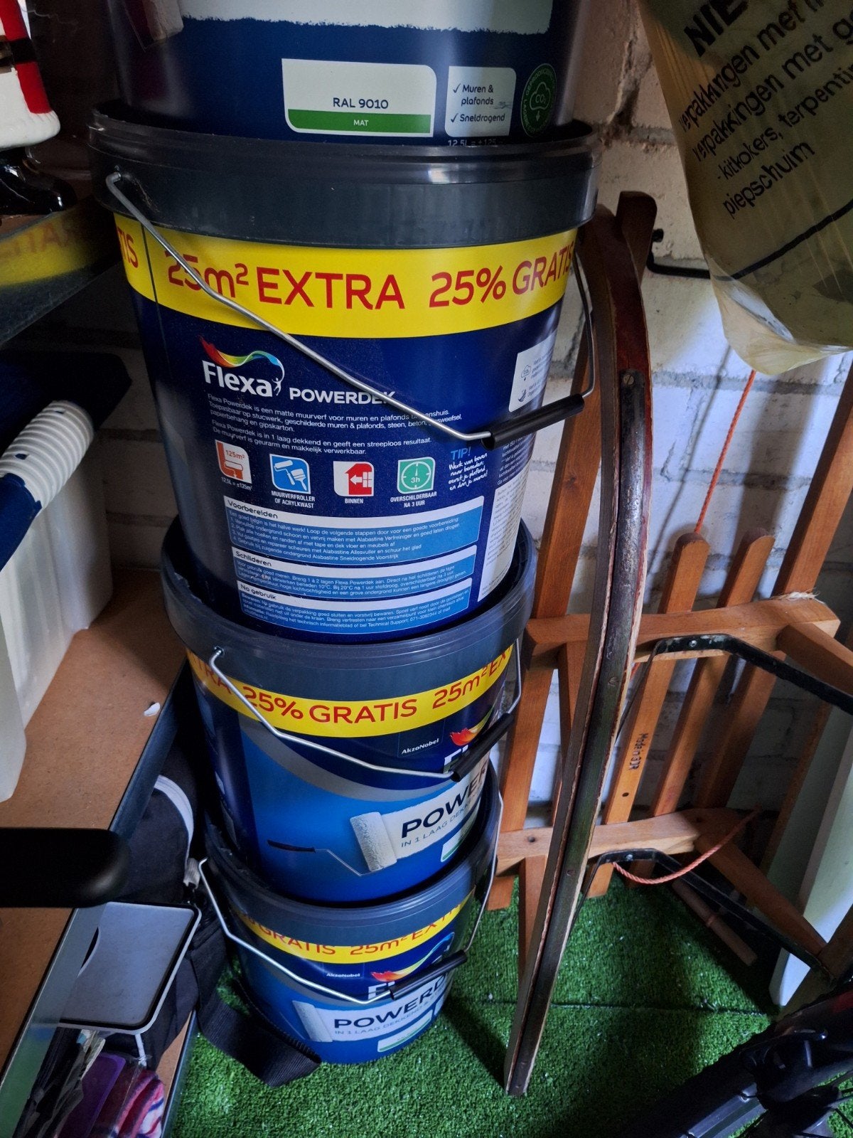 Flexa Powerdek RAL 9010 Muurverf - 12.5L + 25% Extra, Ophalen, Wit, Nieuw, Verf