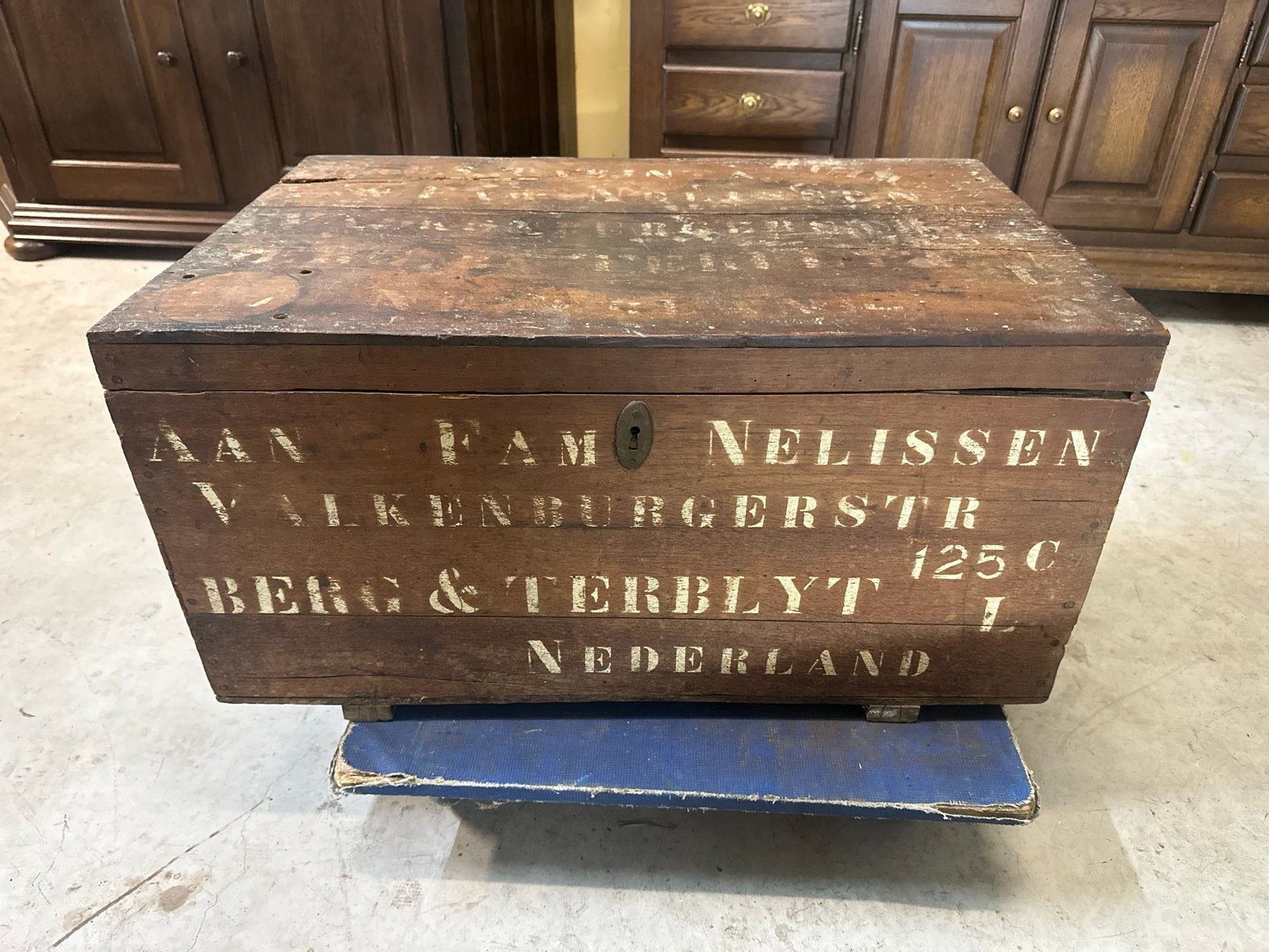 Historische Houten Transportkist - Fam. Nelissen c.a 1948, Verzamelen, Ophalen