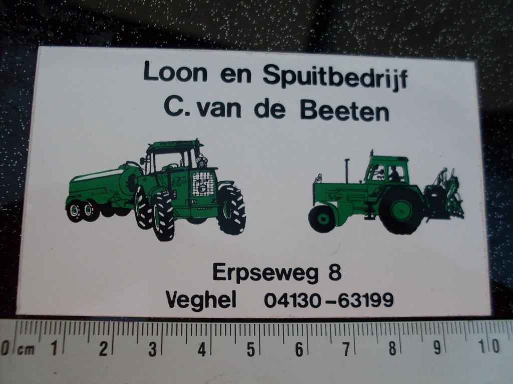 sticker C. van de Beeten veghel loonbedrijf spuitbedrijf, Verzenden, Zo goed als nieuw, Bedrijf of Vereniging