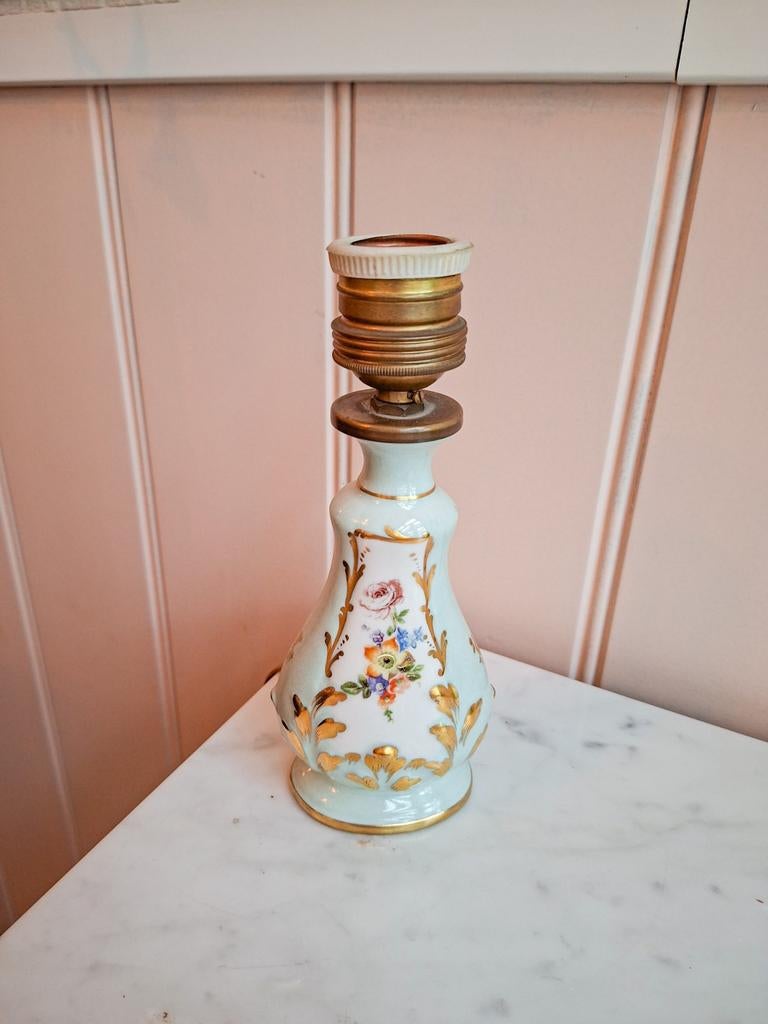 Vintage lampenvoet met bloemmotief, Ophalen of Verzenden